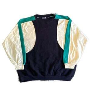 Vintage 90s Mark Alexander Colorblock Crewneck Sweatshirt Navy Teal White XL